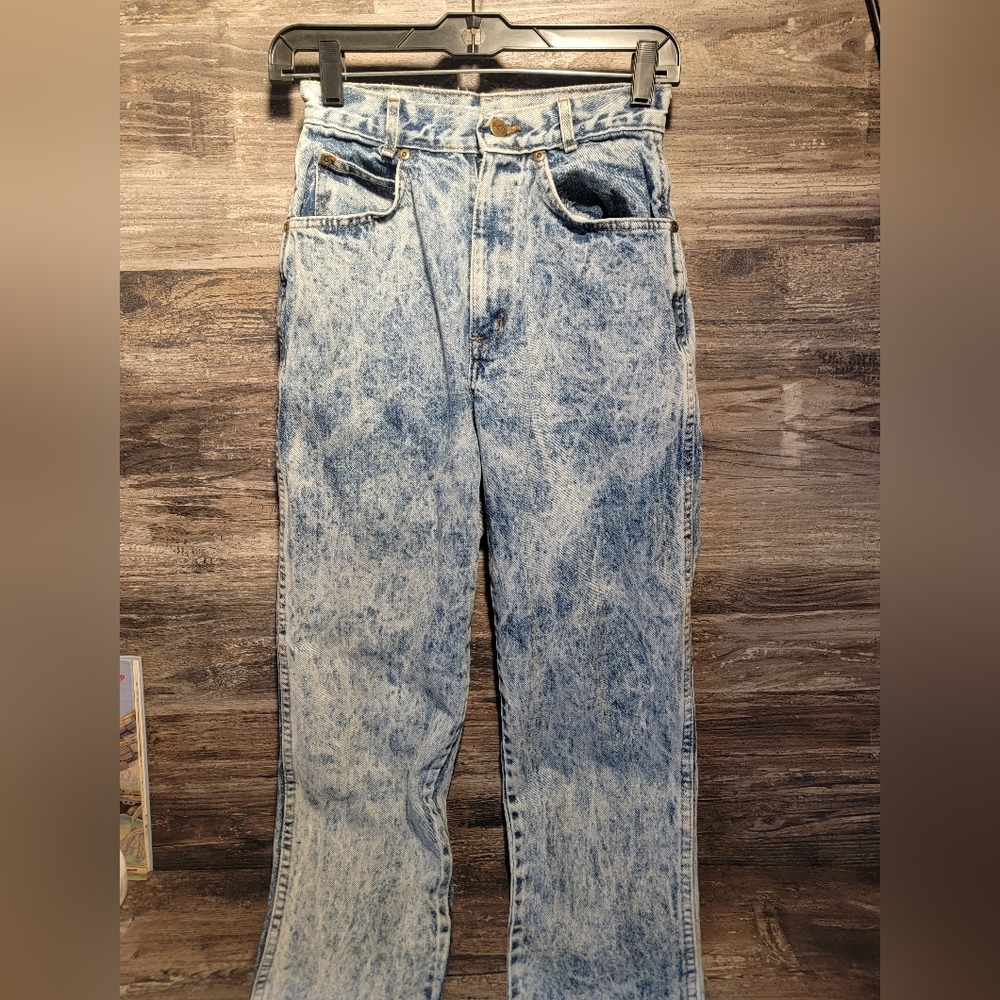 Vintage 80s Chic Womens Blue Acid Wash High Waist Jeans Size 5 Made in USA